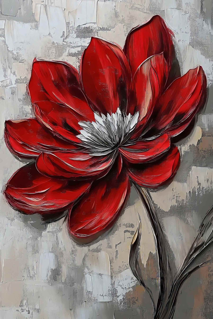 Fleur rouge à l’encre — motif complet