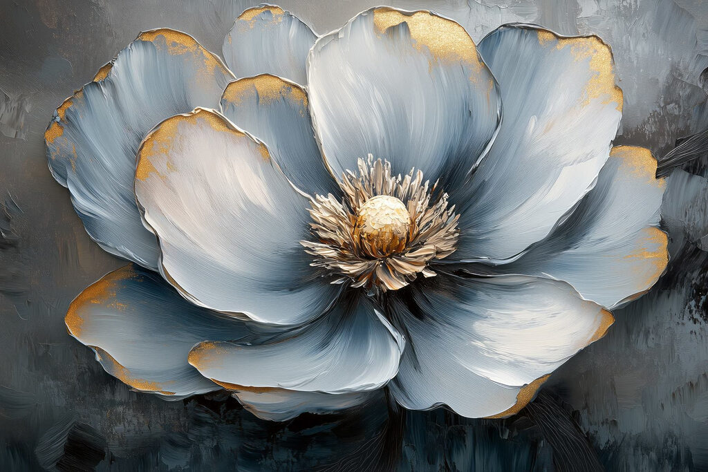 Fleur bleue bordée d’or — motif complet