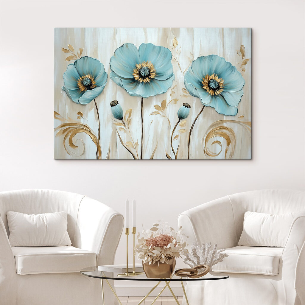 Fleurs bleues, tiges dorées — intérieur 2
