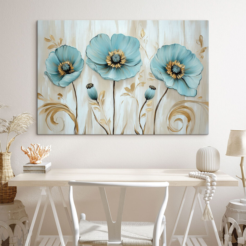 Fleurs bleues, tiges dorées — intérieur 3