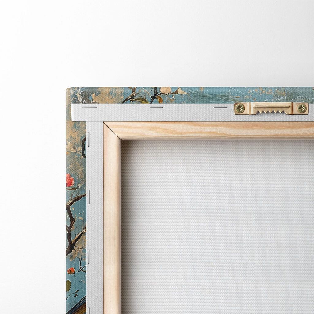 Quatre oiseaux, branche fleurie — dos
