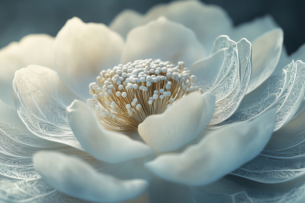 Fleur blanche, nervures délicates — motif complet