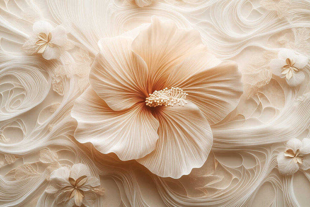 Fleur en volutes ivoire — motif complet
