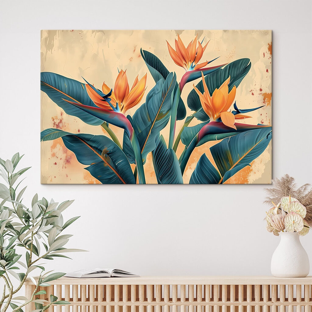 Strelitzias aux feuilles bleu-vert — intérieur 2
