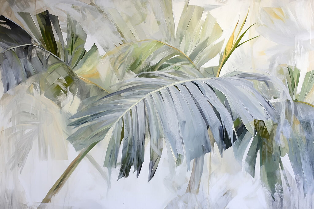 Palmes en touches pâles — motif complet