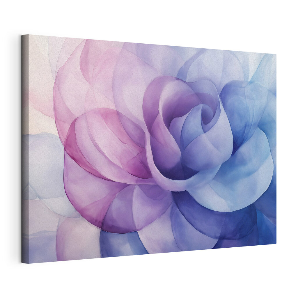 Rose en violet translucide, toile tendue et bord enveloppé