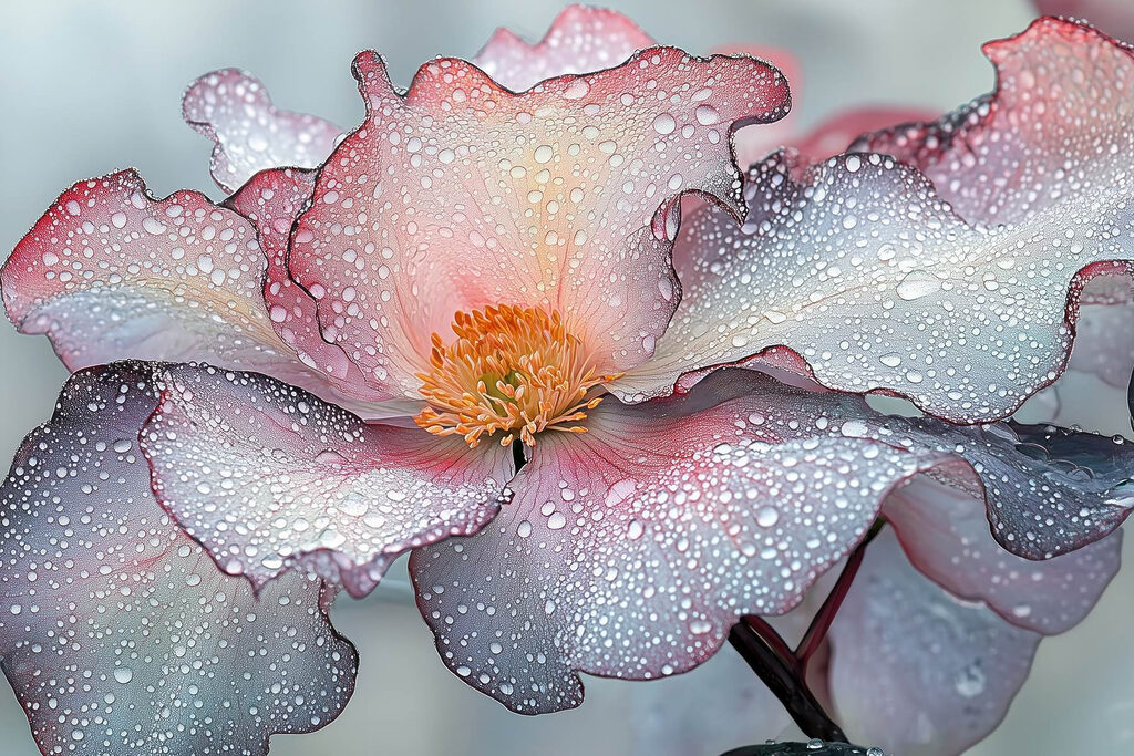 Fleur rose emperlée — motif complet