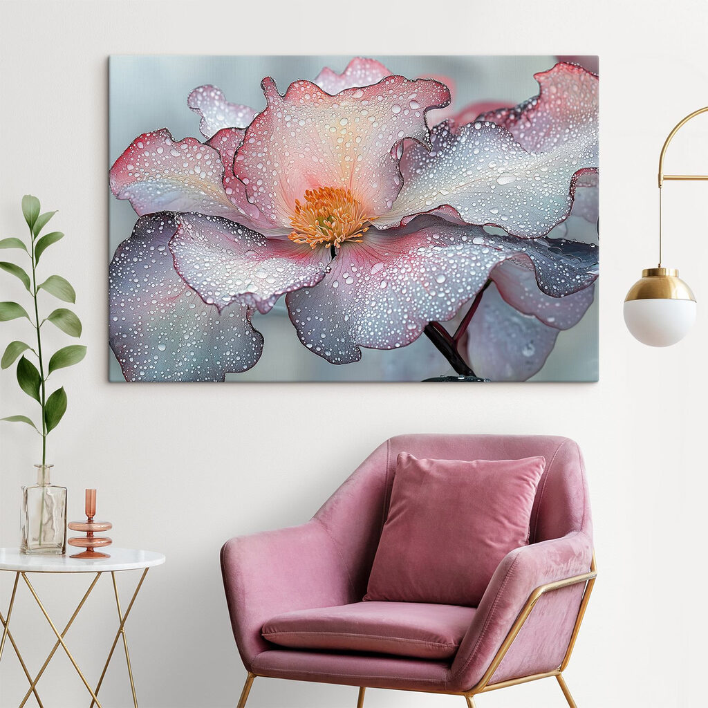 Fleur rose emperlée — intérieur 1