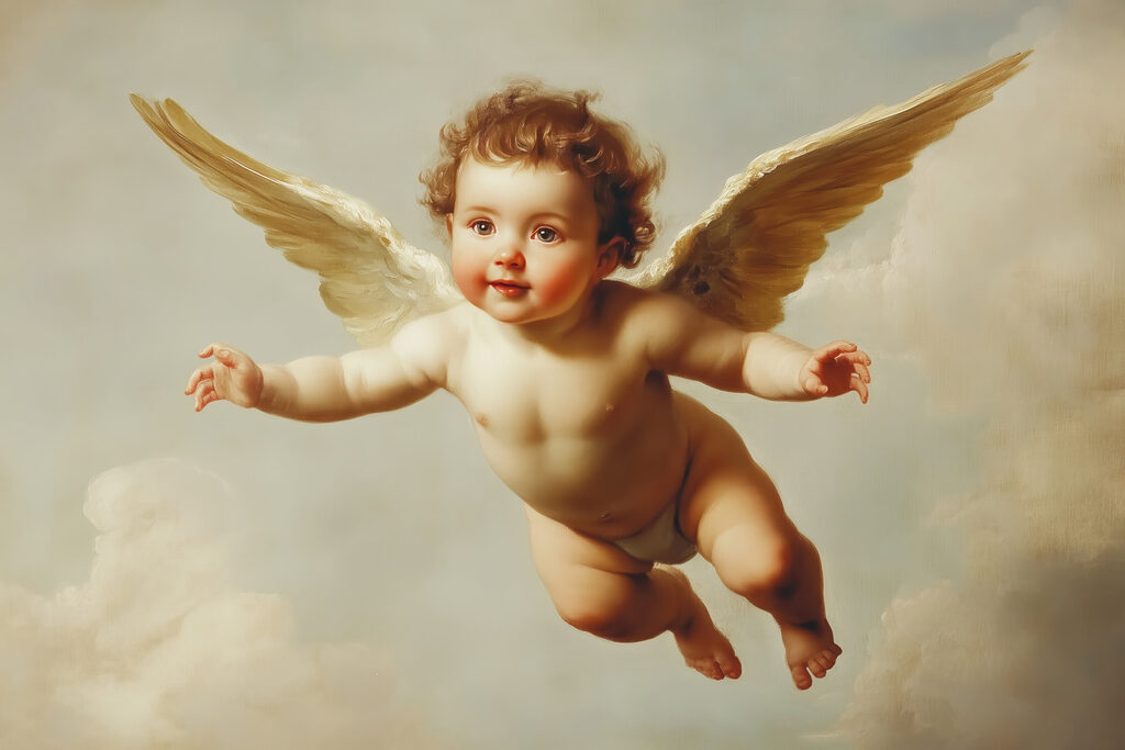Angelot parmi les nuages — motif complet