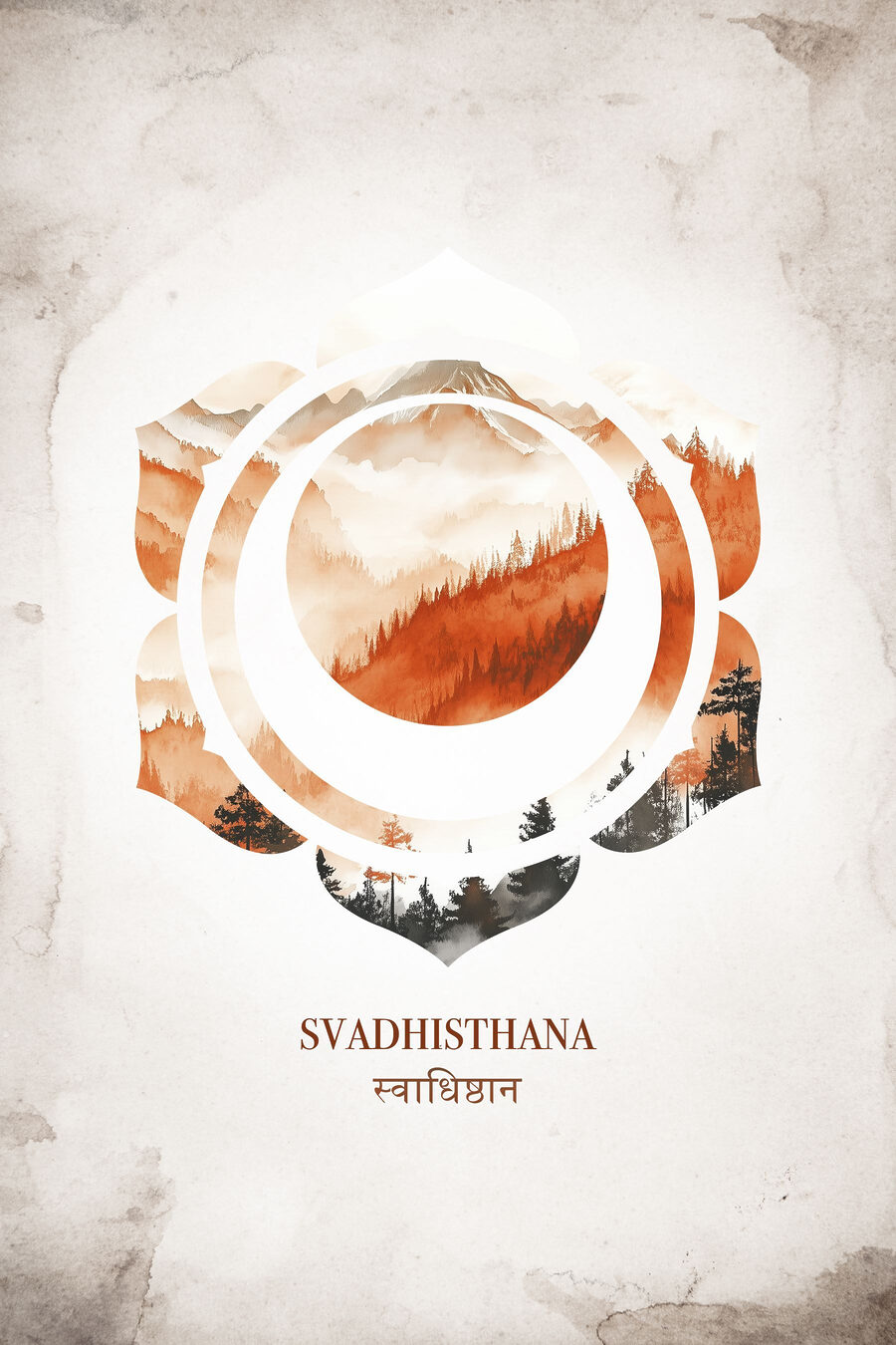 Chakra sacré, aquarelle orange — motif complet