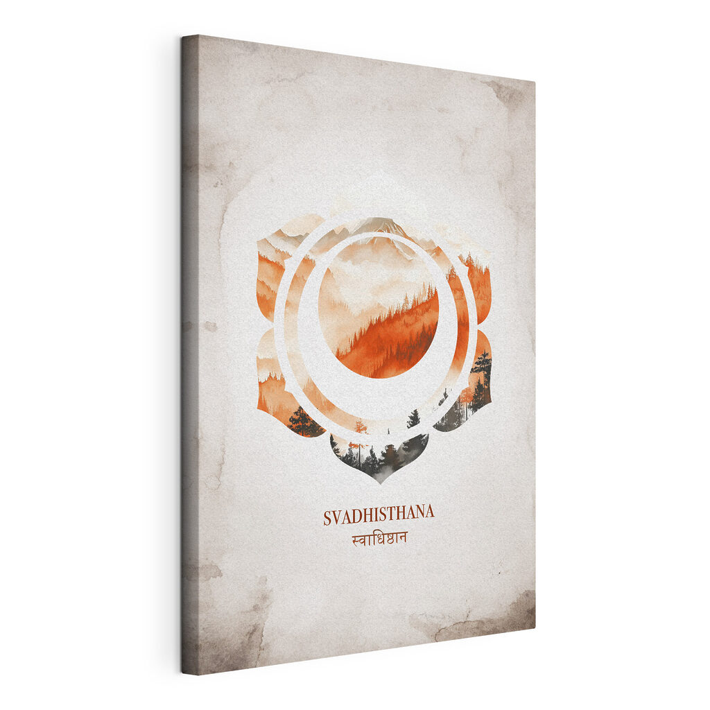Chakra sacré, aquarelle orange, toile tendue et bord enveloppé