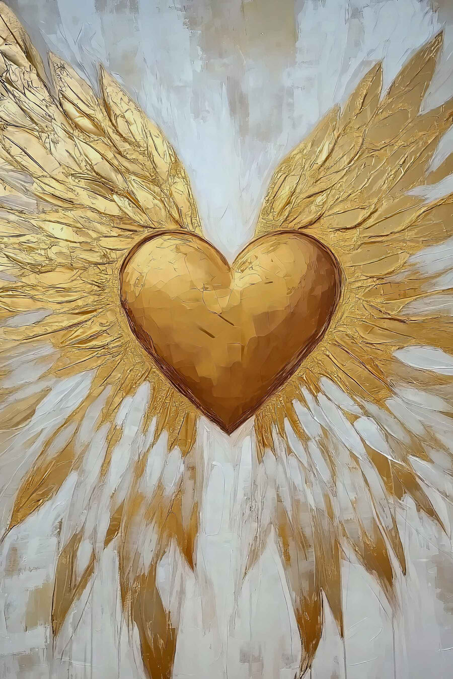 Cœur aux ailes dorées — motif complet