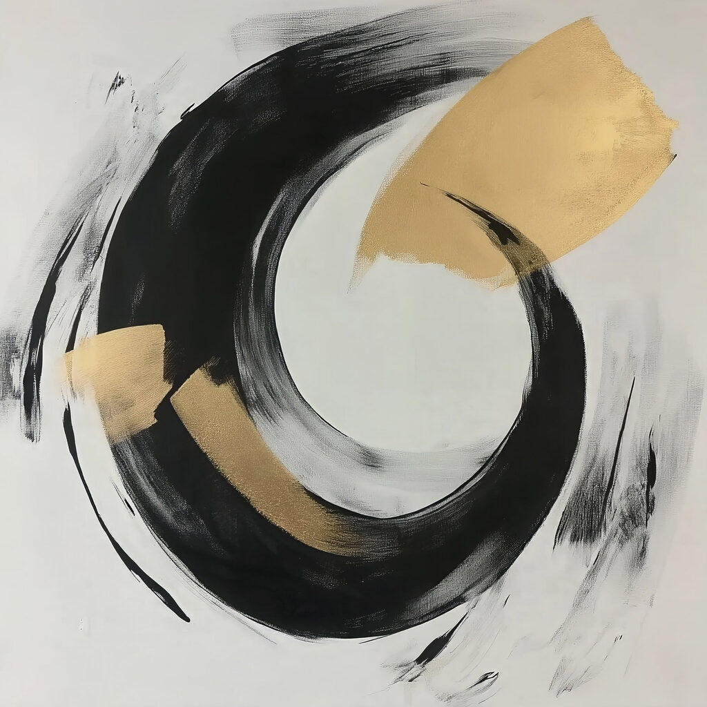 Cercle noir et or — motif complet