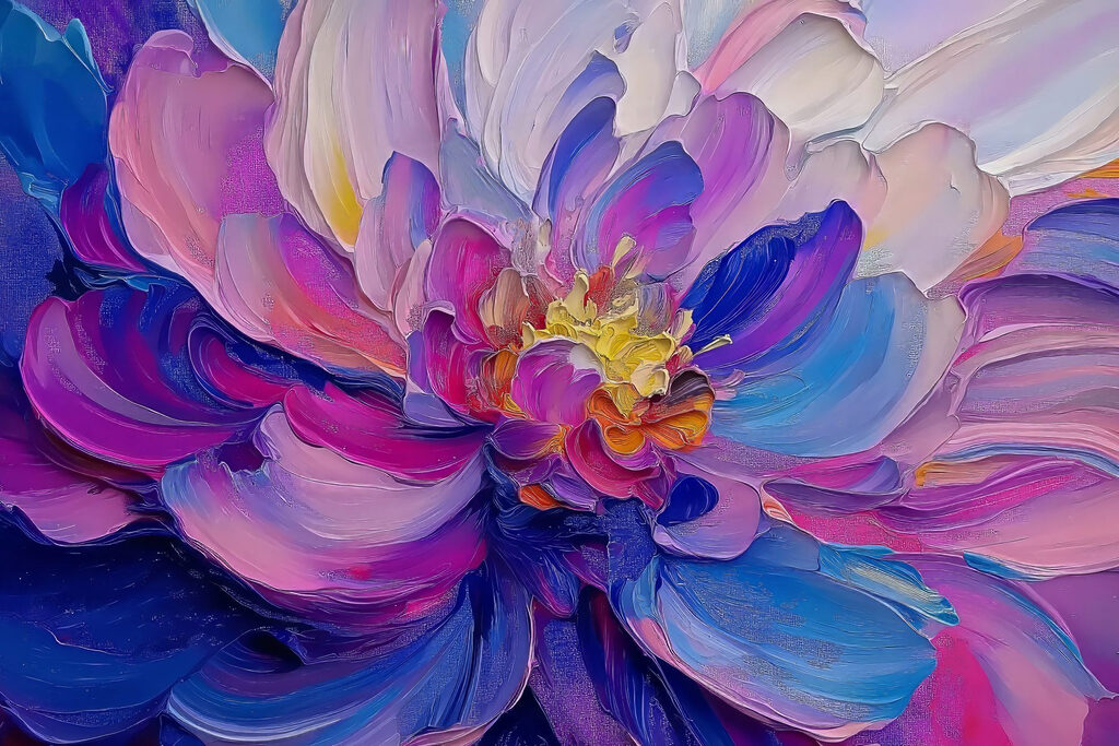 Pivoine aux flots violets — motif complet