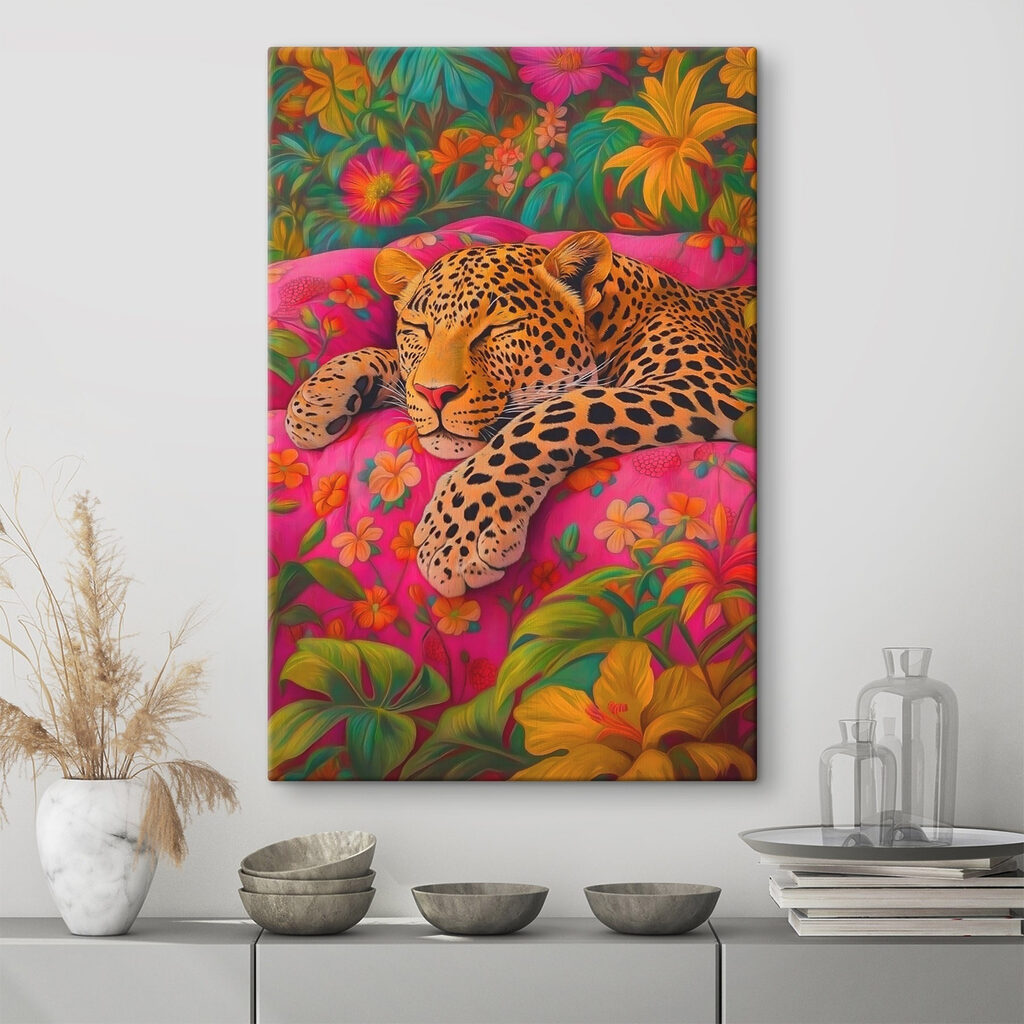 Léopard dans les fleurs — intérieur 1