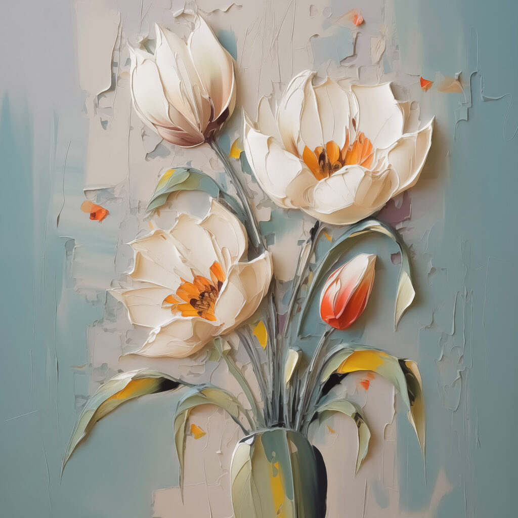 Tulipes en touches libres — motif complet