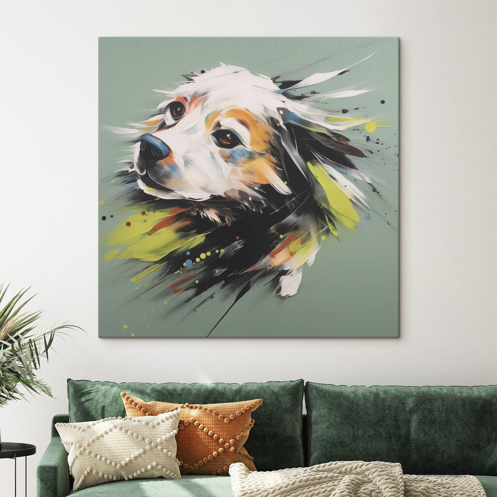 Chien parmi les éclaboussures — intérieur 1