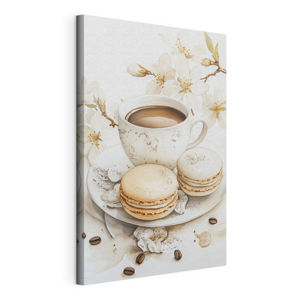 Fleurs blanches et café — vue du produit