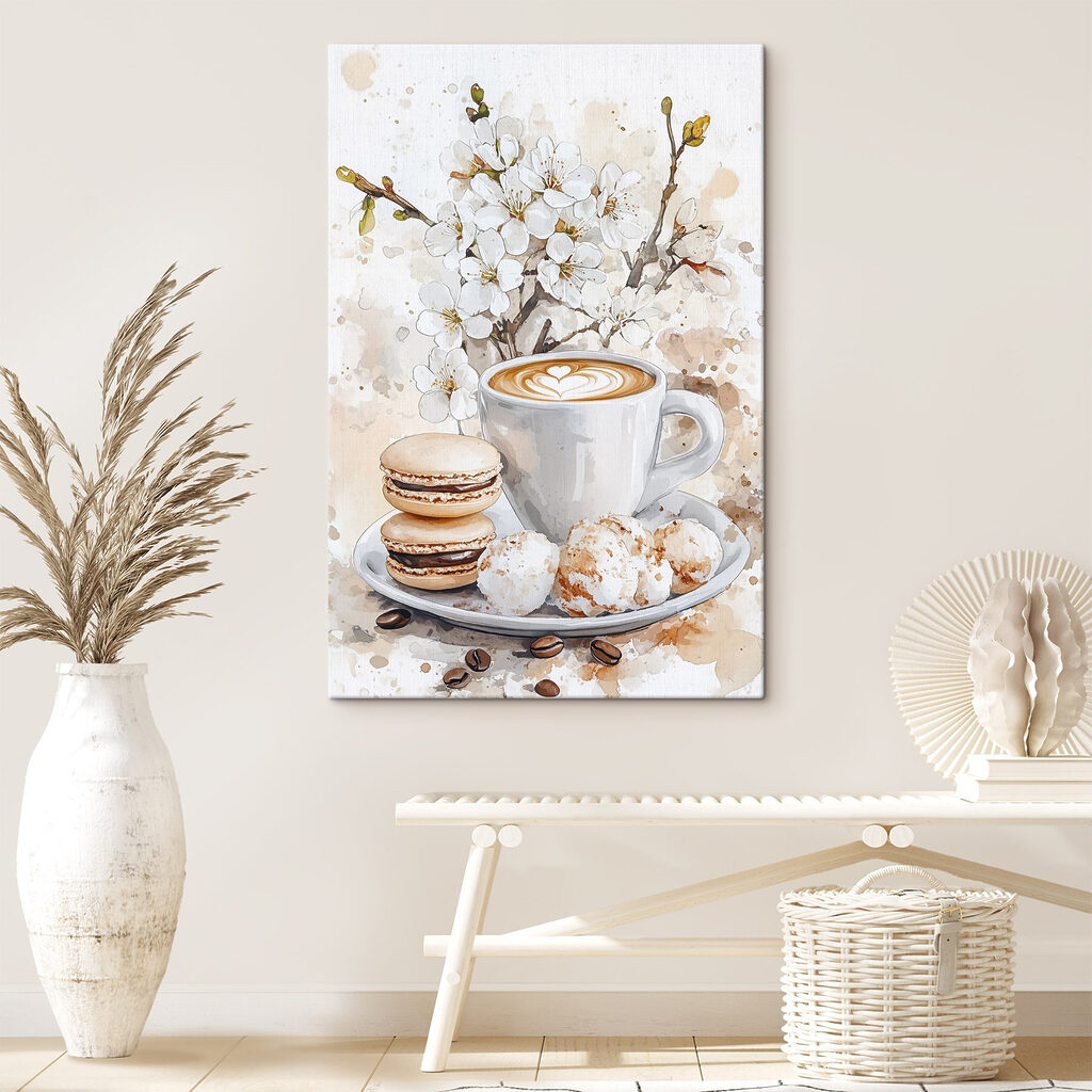 Cappuccino et fleurs blanches — intérieur 2