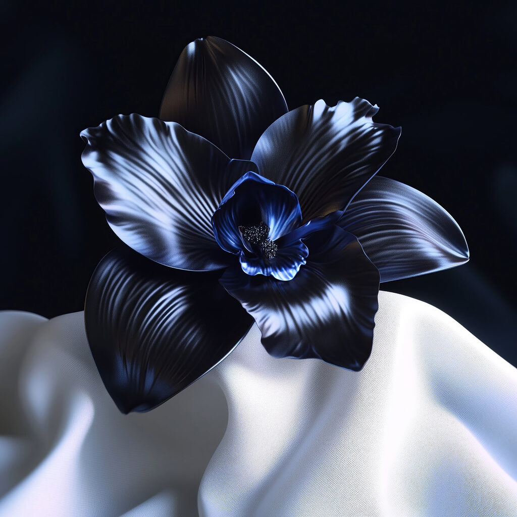 Orchidée sur plis blancs — motif complet