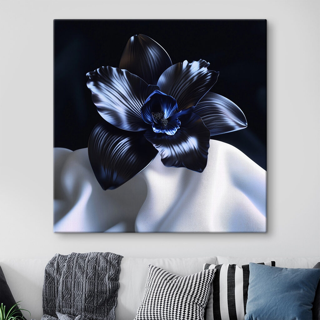 Orchidée sur plis blancs — intérieur 1