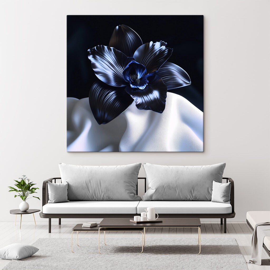 Orchidée sur plis blancs — intérieur 2