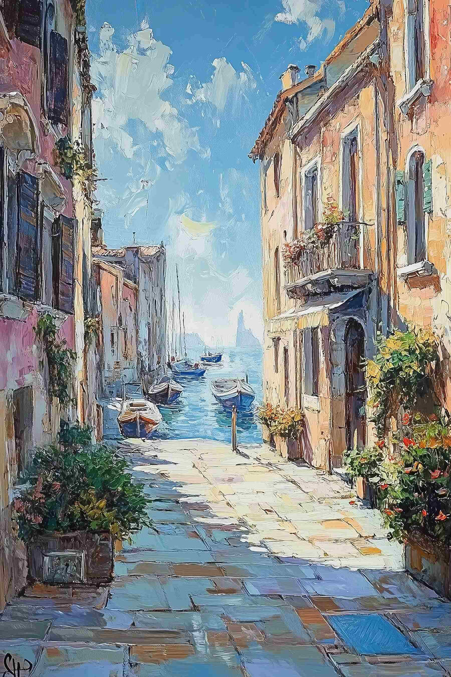 Ruelle vers la mer — motif complet
