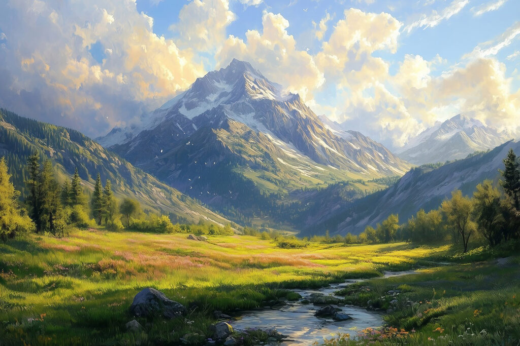 Ruisseau en haute montagne — motif complet