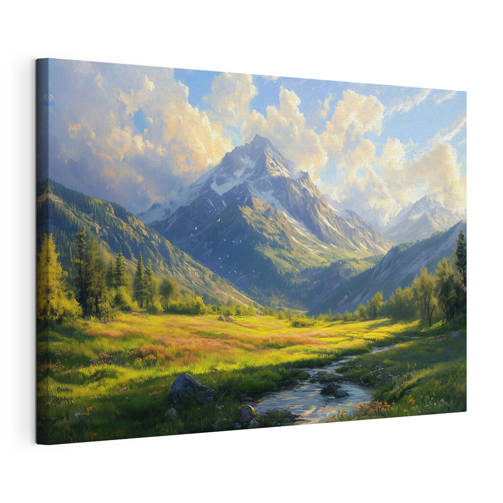 Ruisseau en haute montagne, toile tendue et bord enveloppé