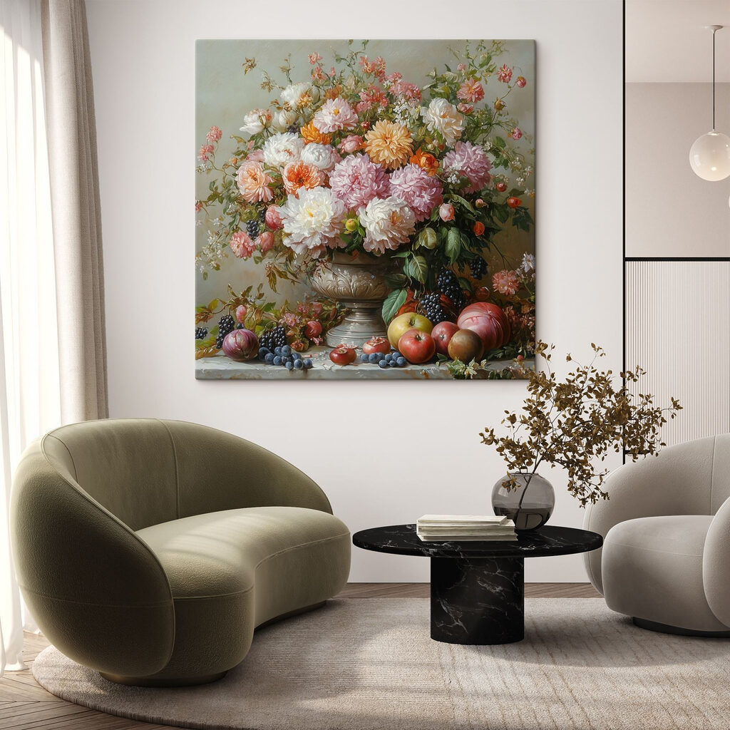 Dahlias et fruits — intérieur 1