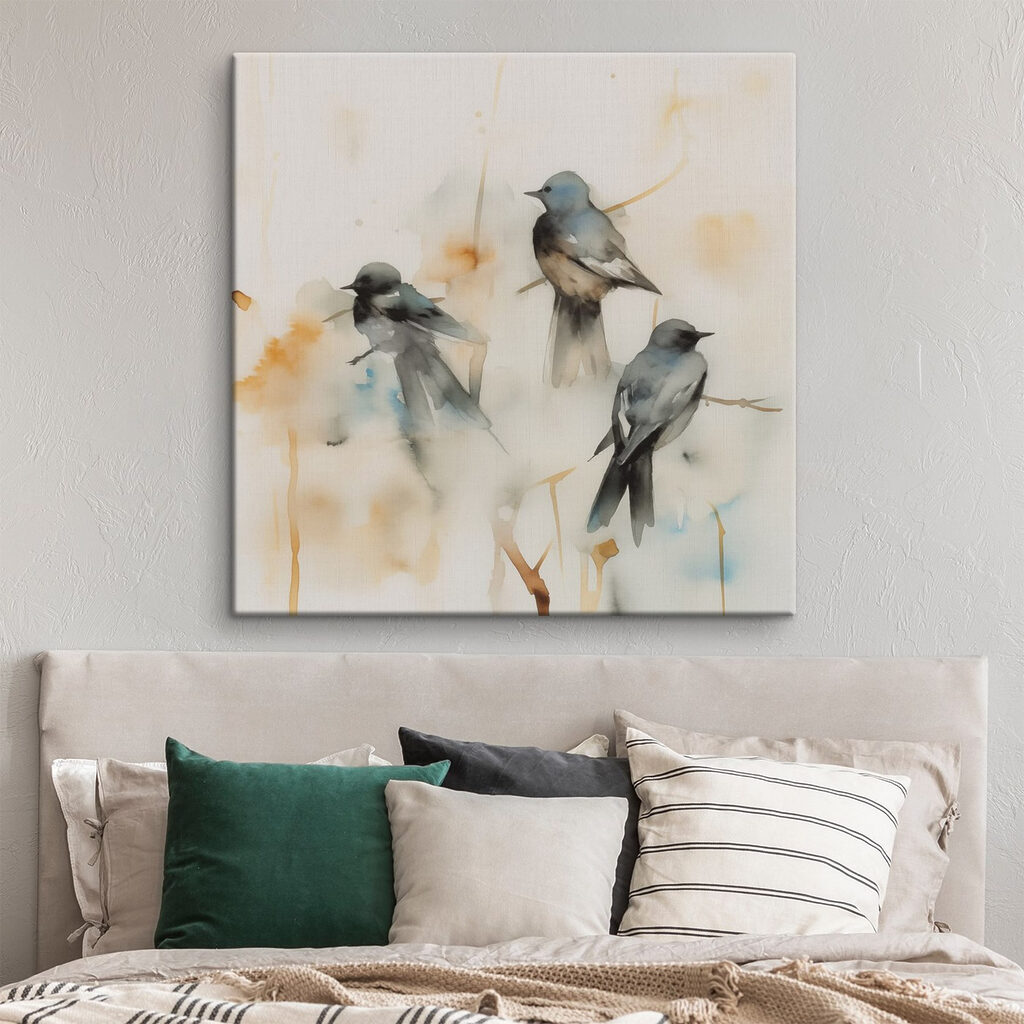 Oiseaux à l’aquarelle pâle — intérieur 2
