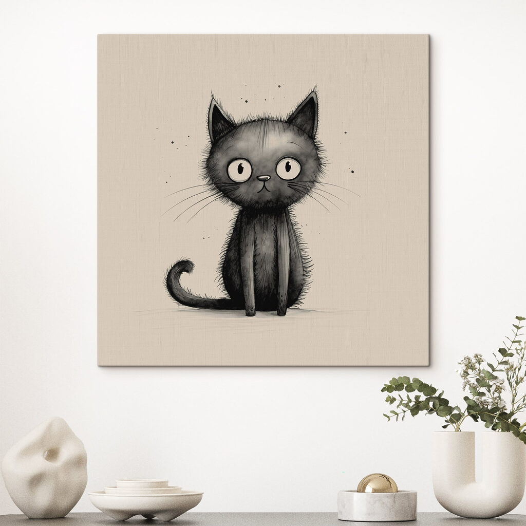 Chaton au crayon doux dans un intérieur