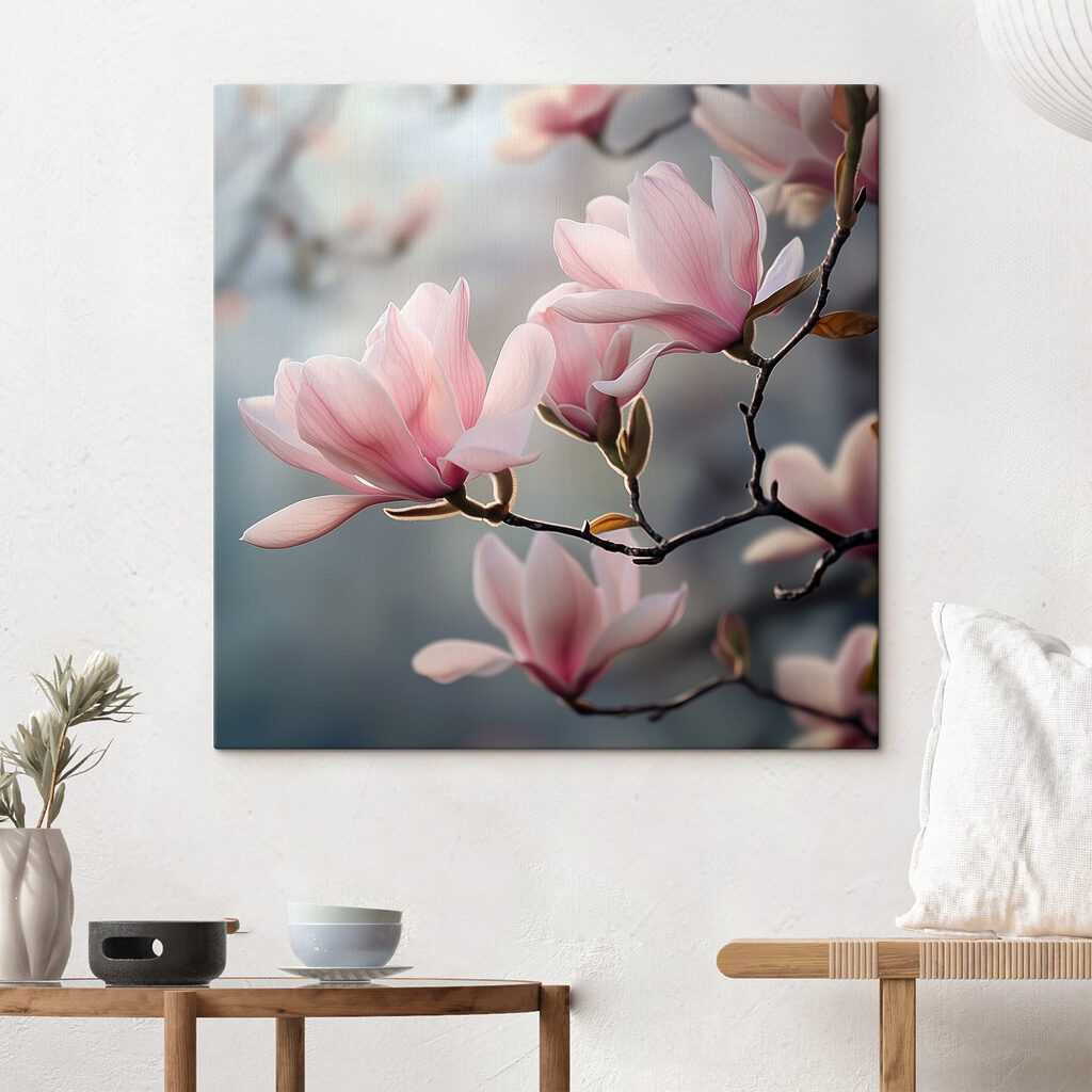 Magnolias en contre-jour rose — intérieur 1