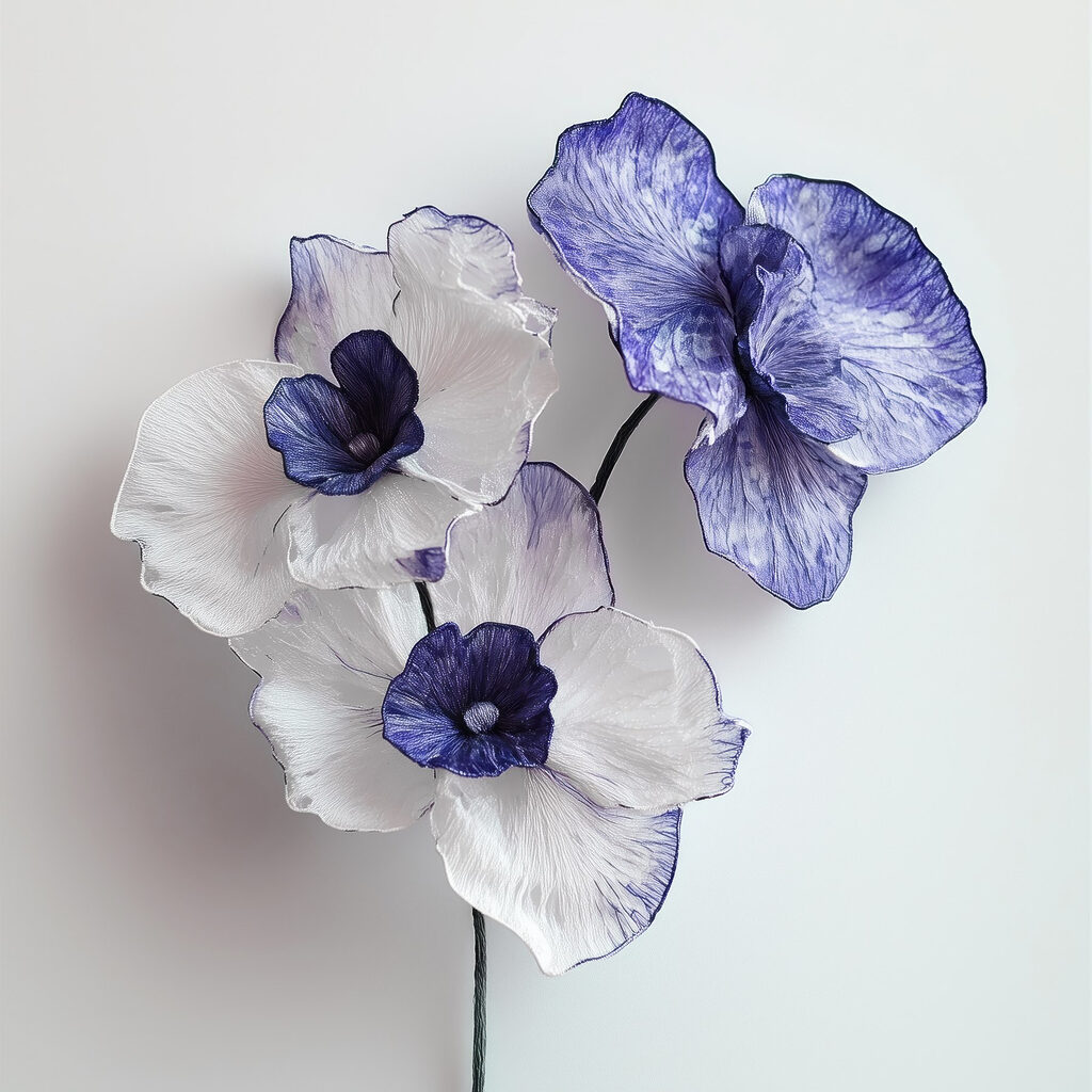 Orchidées bordées de bleu — motif complet