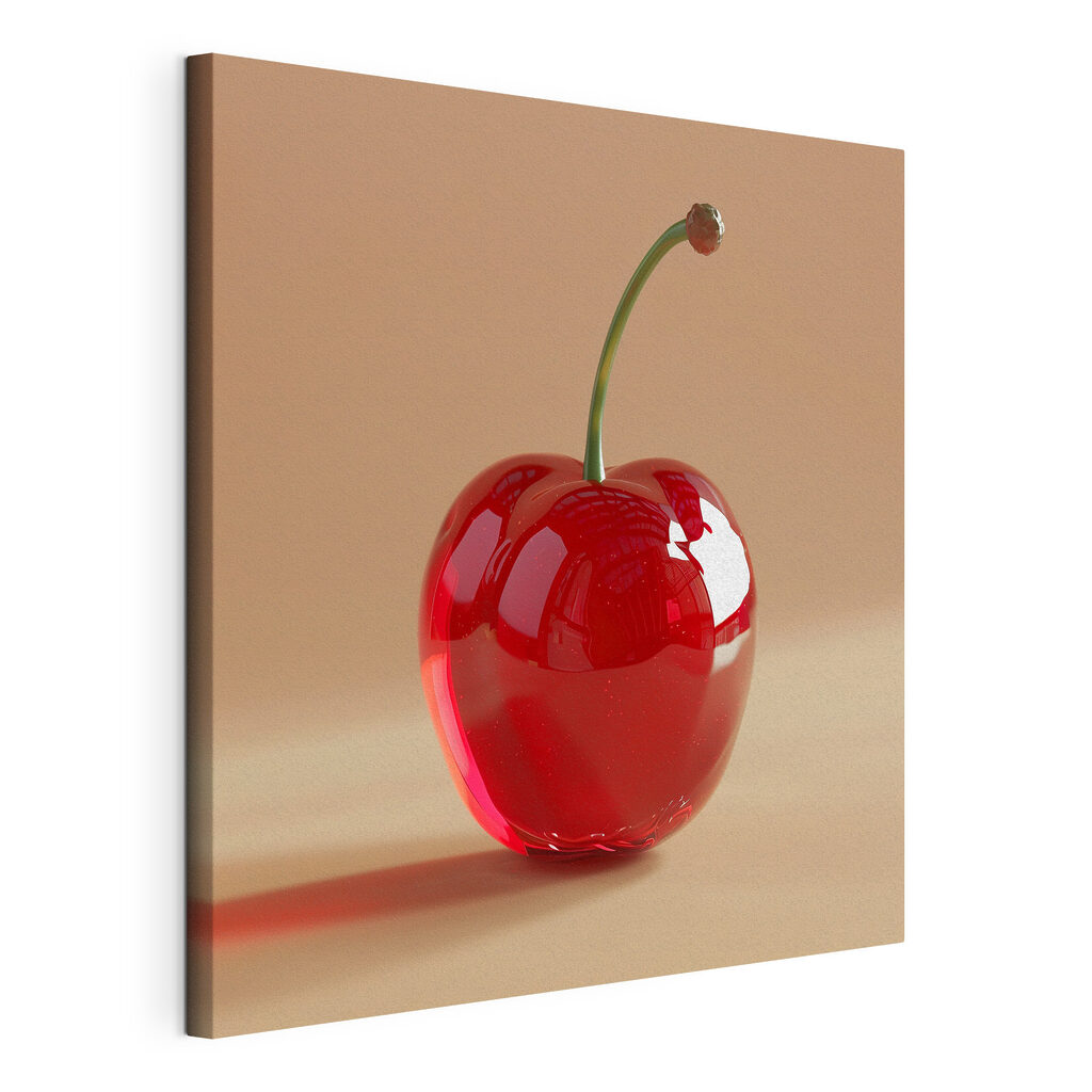 Cerise rouge brillante, toile tendue et bord enveloppé