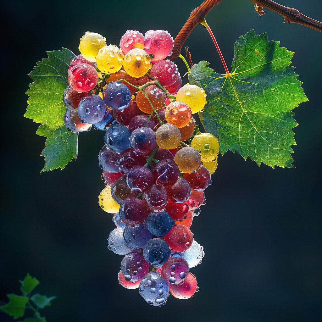 Raisins en perles colorées — motif complet
