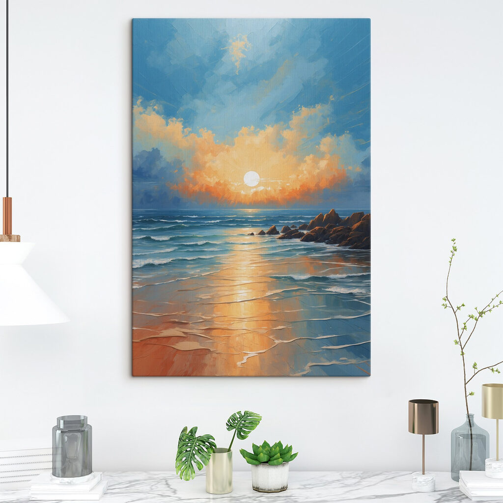 Soleil couchant, mer turquoise — intérieur 1