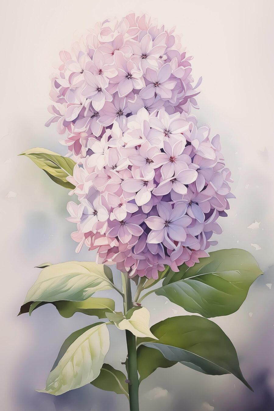 Deux hortensias lilas — motif complet