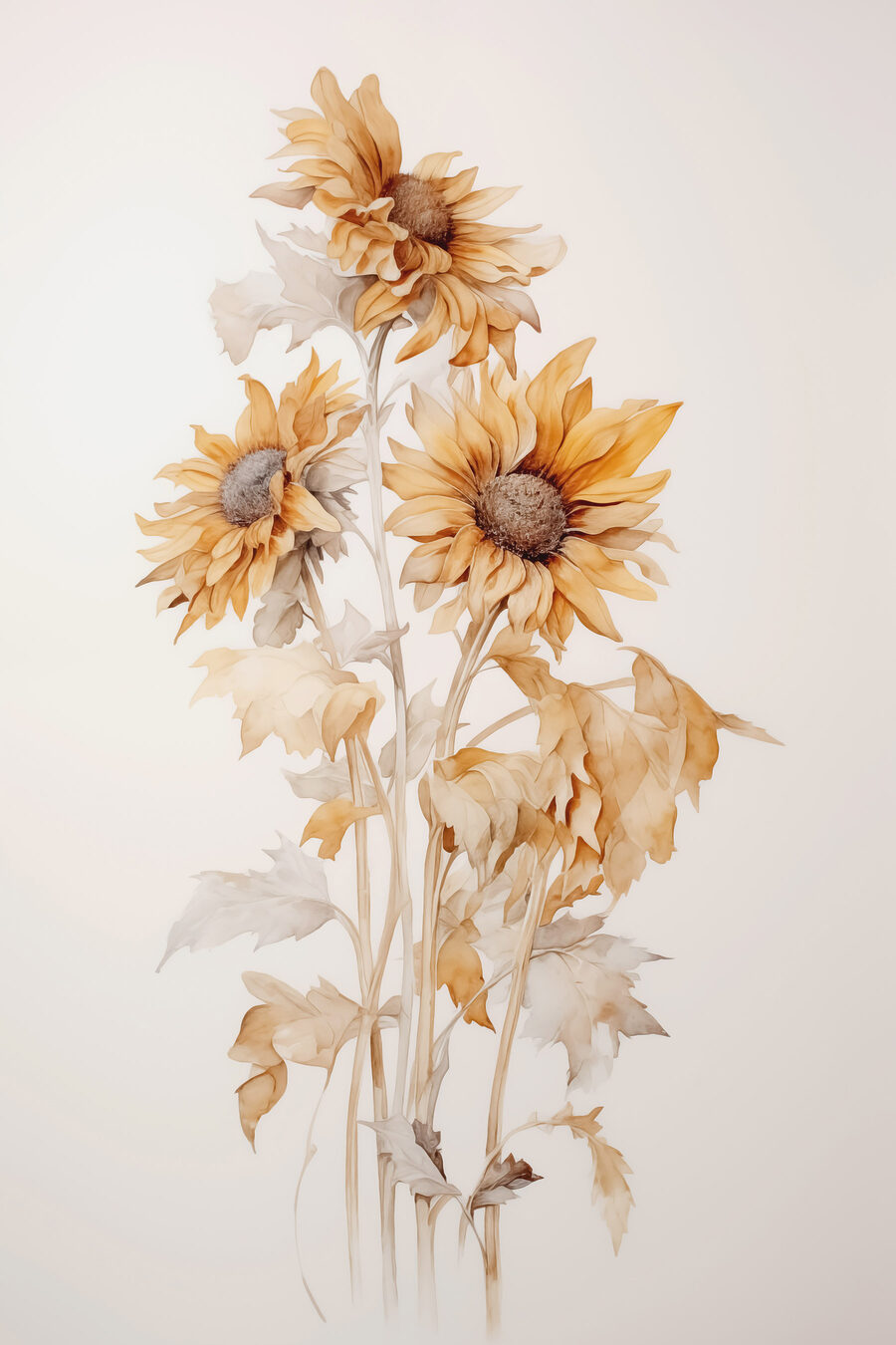Tournesols en or pâle — motif complet