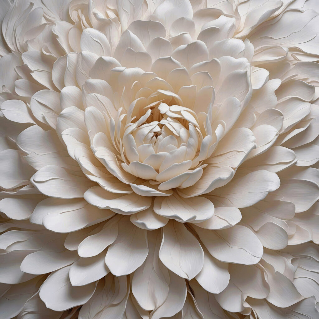 Pivoine aux pétales ivoire — motif complet