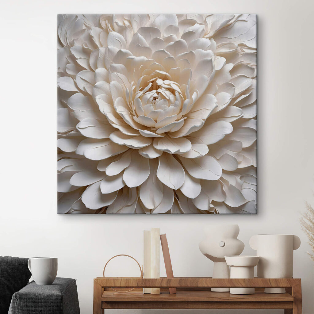 Pivoine aux pétales ivoire — intérieur 1