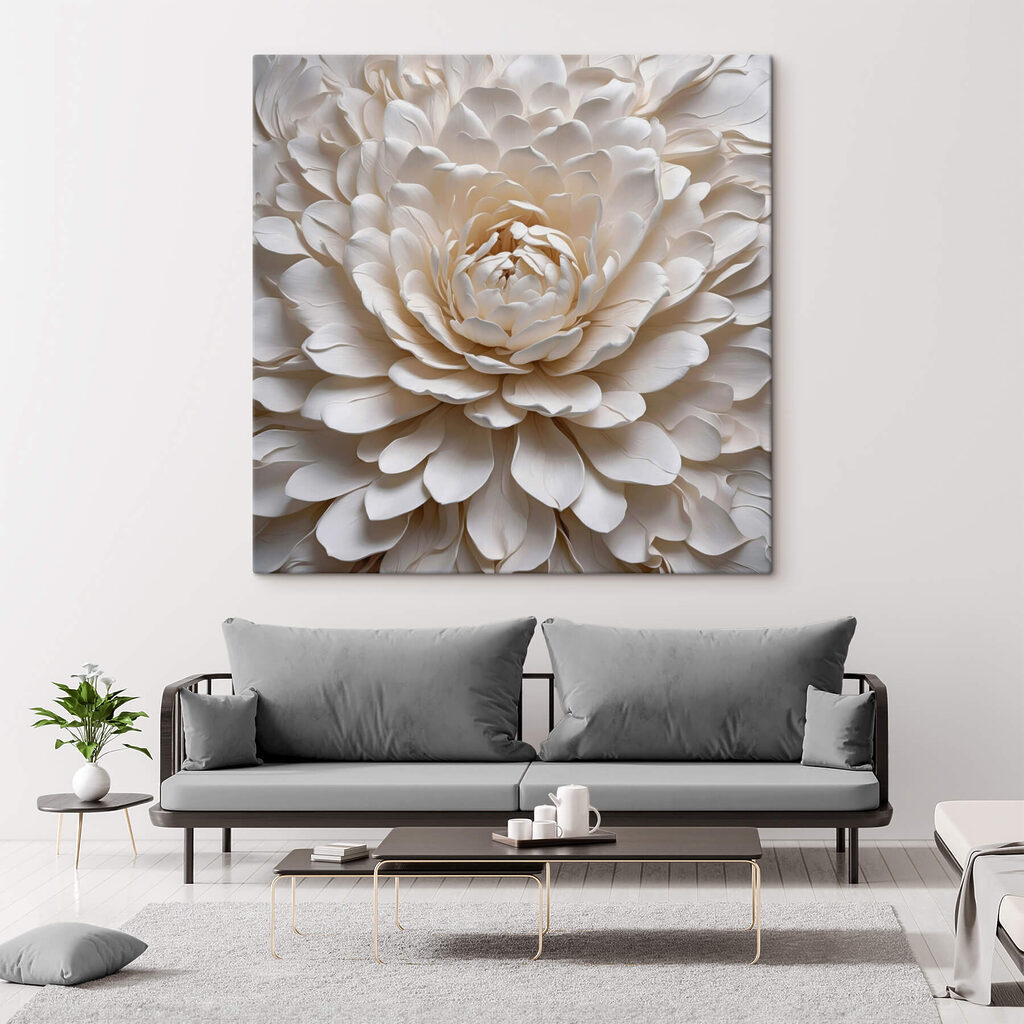 Pivoine aux pétales ivoire — intérieur 2