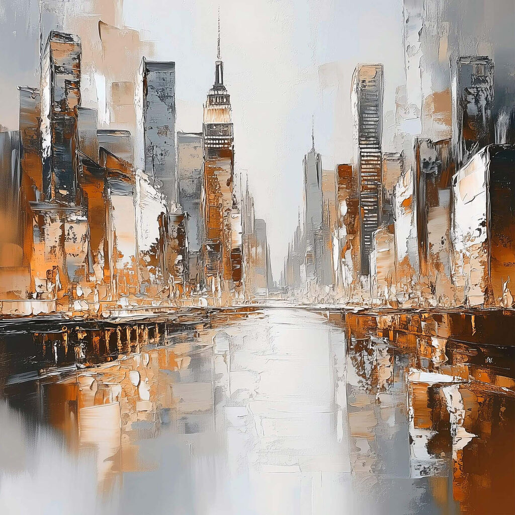 Ville aux reflets orange — motif complet