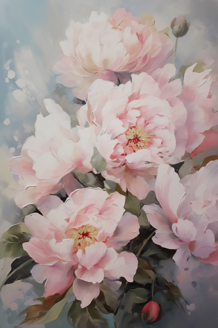Pivoines aux tons frais — motif complet