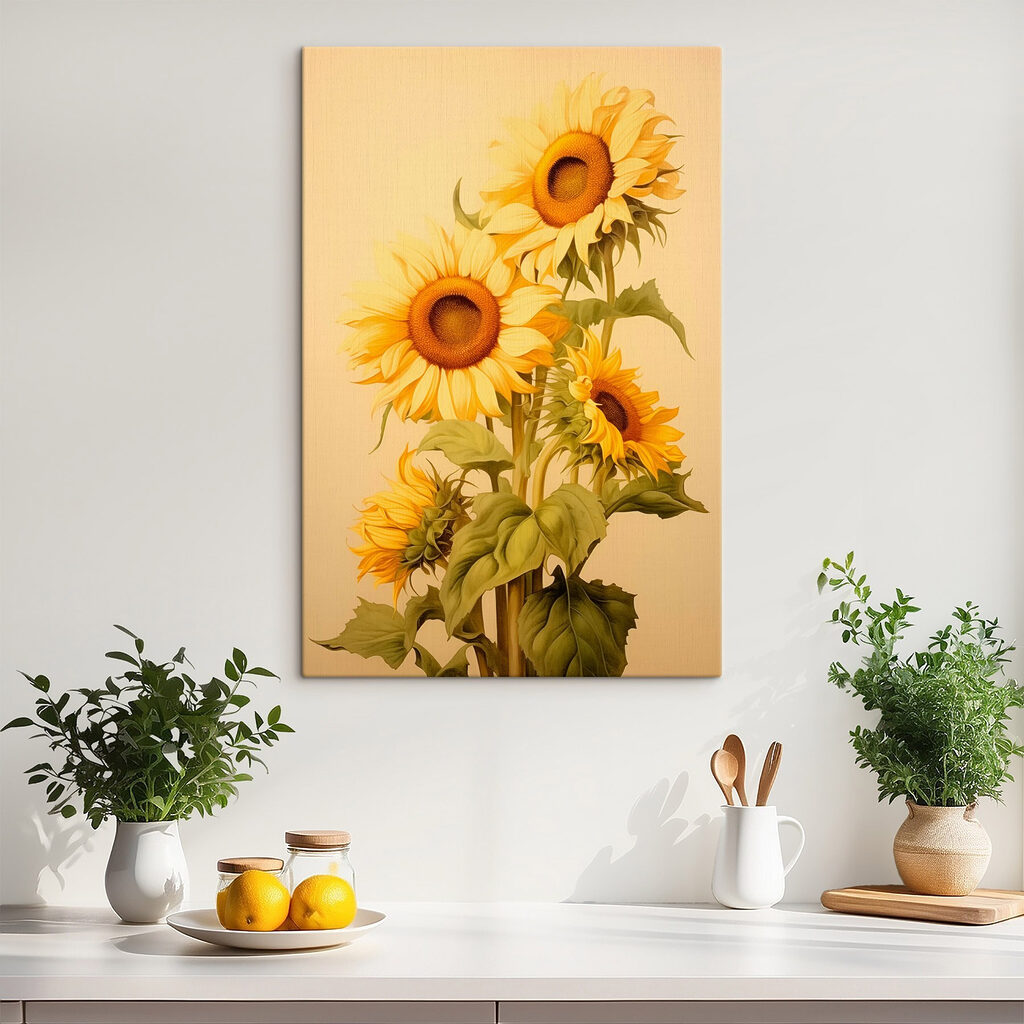 Tournesols sur beige chaud — intérieur 1