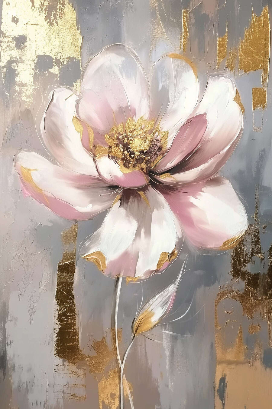 Fleur rose et or — motif complet