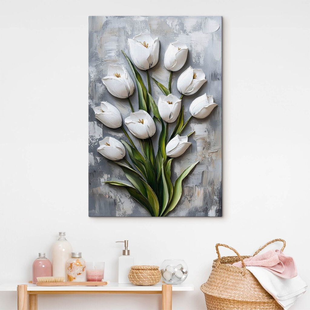 Tulipes blanches au pinceau — intérieur 1