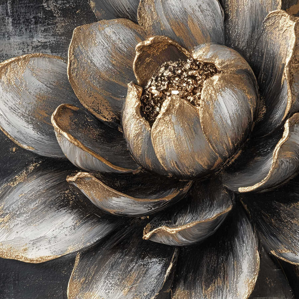 Fleur sombre veinée d’or — motif complet