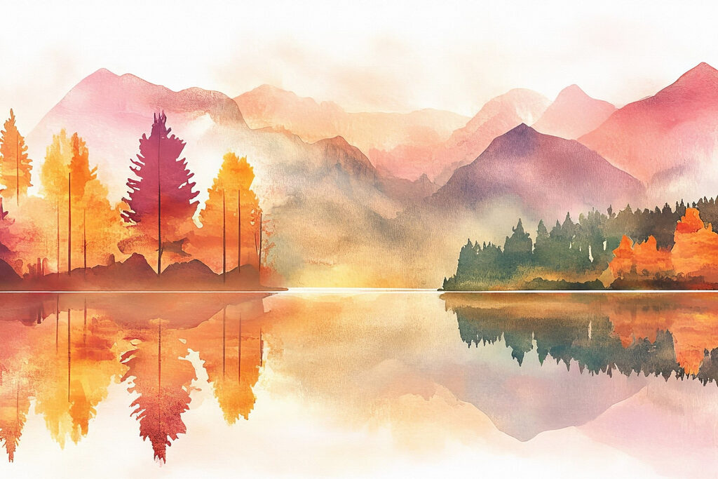 Reflets d’automne en montagne — motif complet