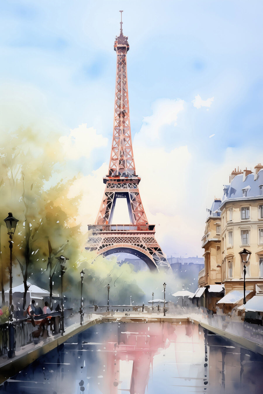 Tour Eiffel en pastel — motif complet